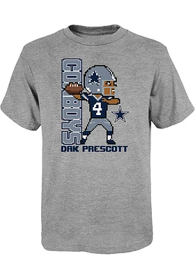 Dak Prescott Dallas Cowboys Youth Grey Pixel Player Tee