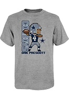 Dak Prescott Dallas Cowboys Youth Grey Pixel Player Tee