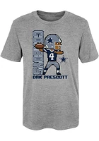 Dak Prescott  Dallas Cowboys Boys Grey Pixel Player Short Sleeve T-Shirt