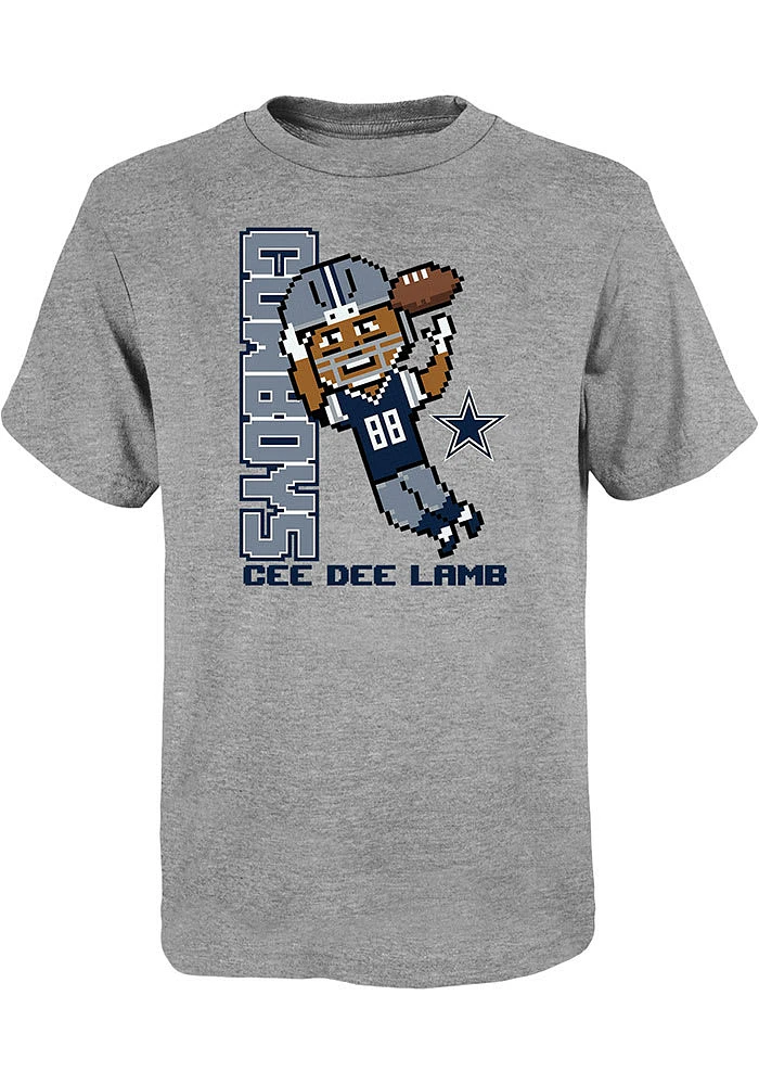 CeeDee Lamb Dallas Cowboys Youth Grey Pixel Player Tee