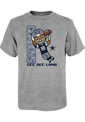 CeeDee Lamb Dallas Cowboys Youth Grey Pixel Player Tee