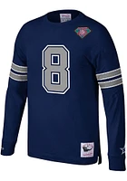 Troy Aikman Dallas Cowboys Navy Blue NAME AND NUMBER Long Sleeve Player T Shirt