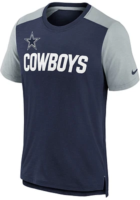 Nike Dallas Cowboys Youth Navy Blue Colorblock Team Name Short Sleeve Fashion T-Shirt
