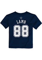 CeeDee Lamb Dallas Cowboys Toddler Navy Blue Mainliner NN Short Sleeve Player T Shirt