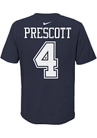 Dak Prescott Dallas Cowboys Youth Navy Blue NN Nike Player Tee