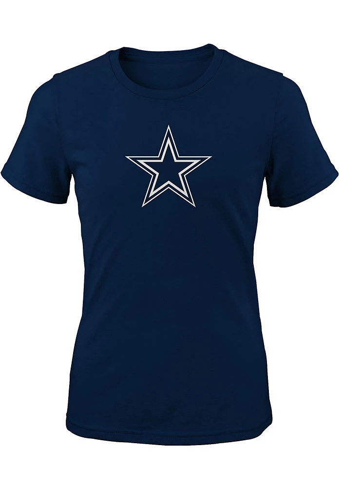 Dallas Cowboys Girls Navy Blue Primary Logo Short Sleeve Tee