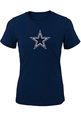 Dallas Cowboys Girls Navy Blue Primary Logo Short Sleeve Tee