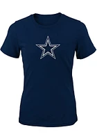 Dallas Cowboys Girls Navy Blue Primary Logo Short Sleeve Tee