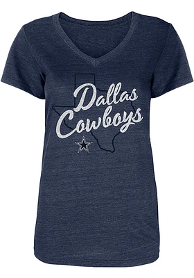 Dallas Cowboys Womens Navy Blue Antonia Short Sleeve T-Shirt