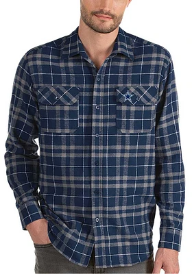 Dallas Cowboys Mens Navy Blue STANCE FLANNEL Long Sleeve Dress Shirt