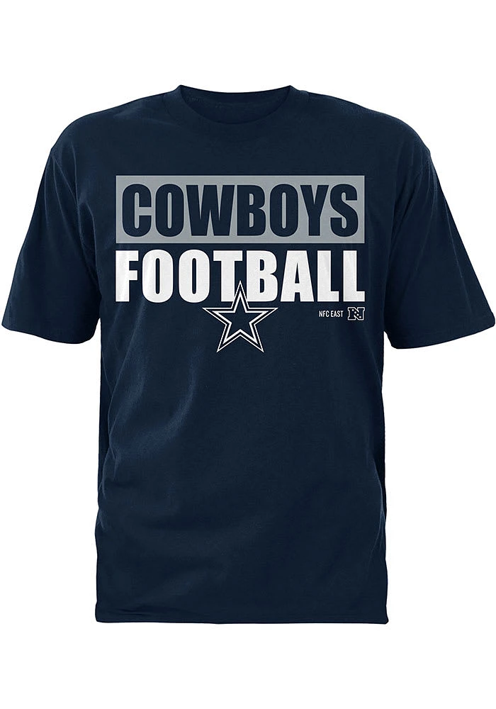 Dallas Cowboys Navy Blue Drop Block Short Sleeve T Shirt