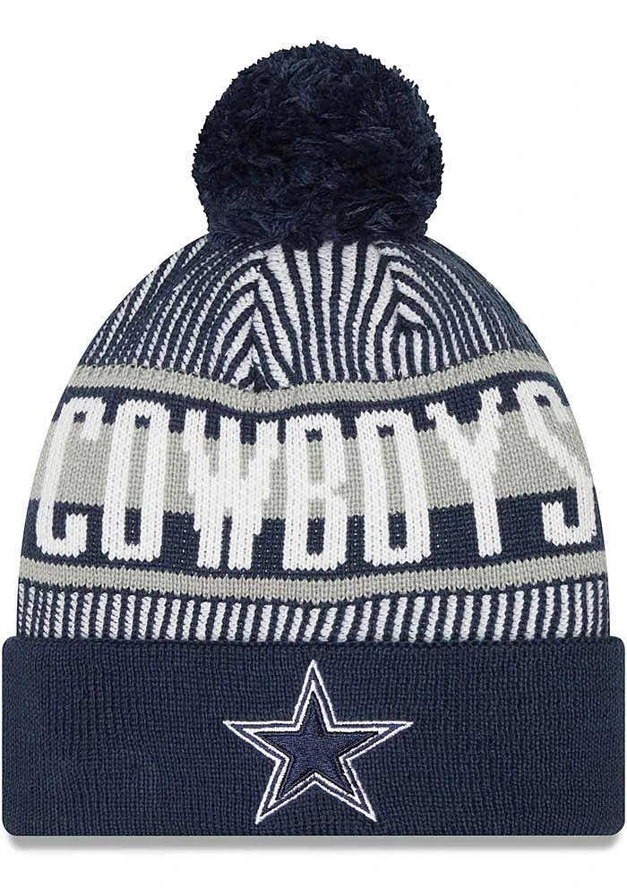 New Era Dallas Cowboys Navy Blue Striped Cuff Mens Knit Hat