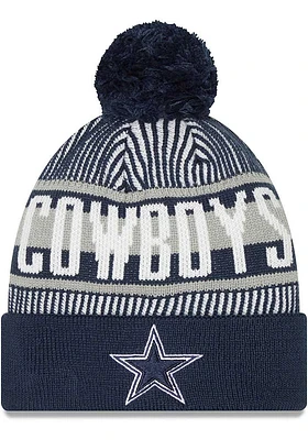 New Era Dallas Cowboys Navy Blue Striped Cuff Mens Knit Hat