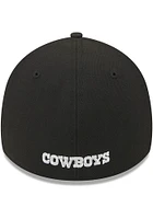 New Era Dallas Cowboys Mens Black Tonal Retro Joe 2T Team Classic 39THIRTY Flex Hat