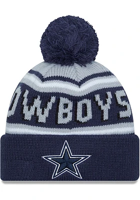 New Era Dallas Cowboys Navy Blue Star Logo Cheer Cuff Pom Mens Knit Hat