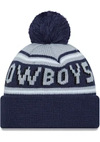 New Era Dallas Cowboys Navy Blue Star Logo Cheer Cuff Pom Mens Knit Hat