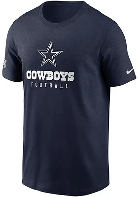Nike Dallas Cowboys Navy Blue Sideline Cotton Tee Short Sleeve T Shirt