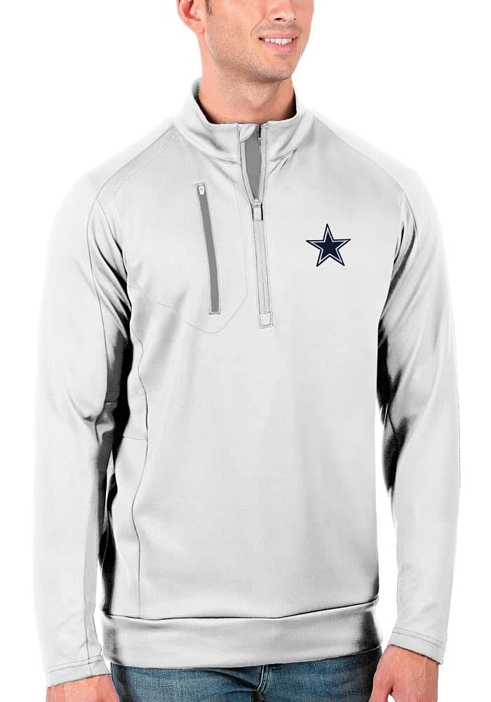 Antigua Dallas Cowboys Mens White GENERATION Long Sleeve Qtr Zip Pullover