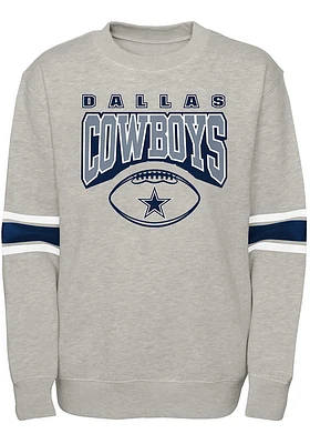 Dallas Cowboys Boys Grey Fan Fave Long Sleeve Crew Sweatshirt