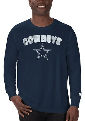 Dallas Cowboys Navy Blue Arch Name Wordmark Long Sleeve T Shirt