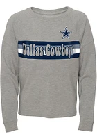 Dallas Cowboys Girls Grey All Striped Up Long Sleeve T-shirt