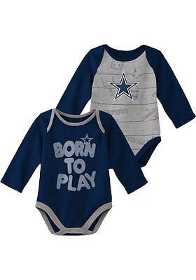 Dallas Cowboys Baby Navy Blue Play LS 2PK One Piece