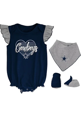 Dallas Cowboys Baby Navy Blue All The Love Bib Set One Piece