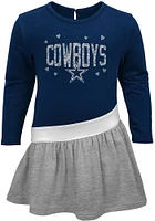 Dallas Cowboys Toddler Navy Blue Heart To Long Sleeve Dress