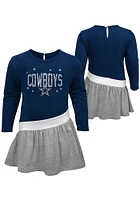 Dallas Cowboys Toddler Navy Blue Heart To Long Sleeve Dress