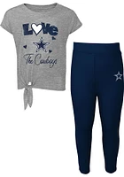 Dallas Cowboys Infant Girls Navy Blue Forever Love Set Top and Bottom
