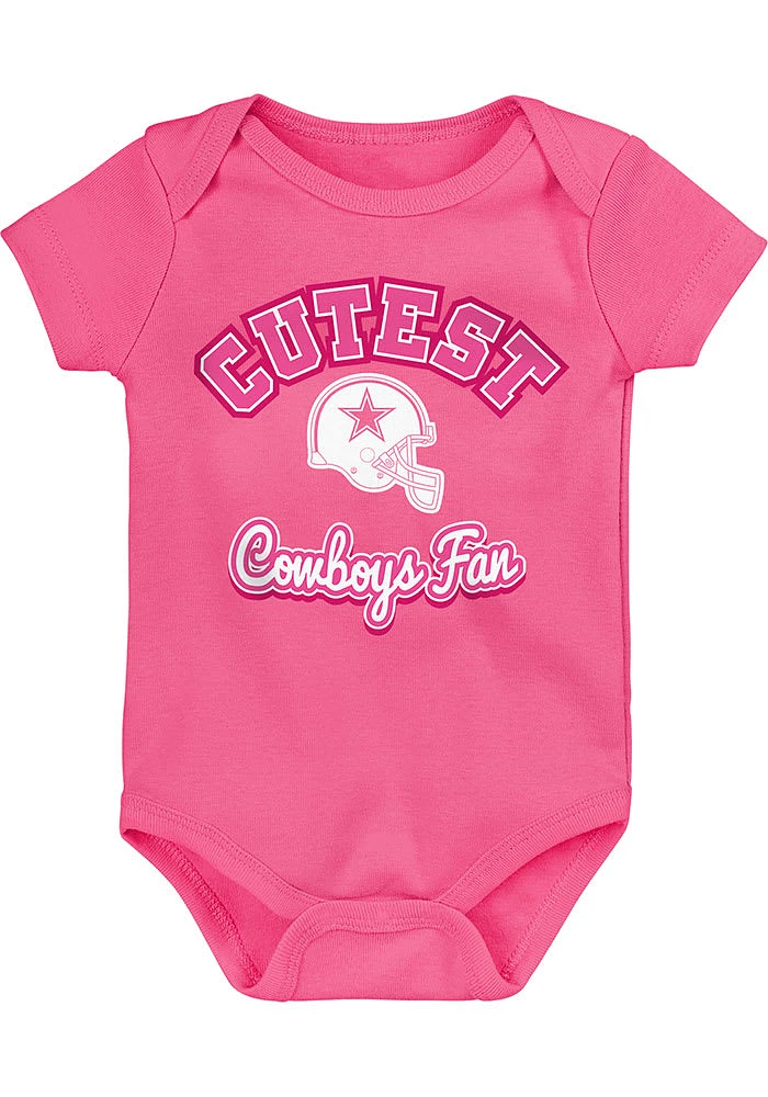 Dallas Cowboys Baby Pink Cutest Fan Design Short Sleeve One Piece