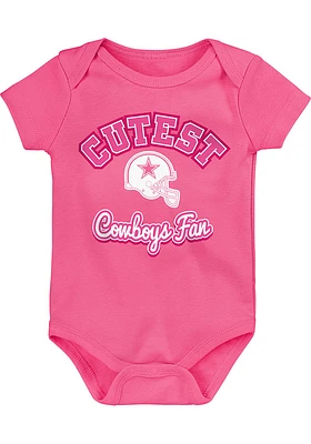 Dallas Cowboys Baby Pink Cutest Fan Design Short Sleeve One Piece