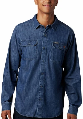 Columbia Texas Longhorns Mens Light Blue Flare Gun Long Sleeve Dress Shirt