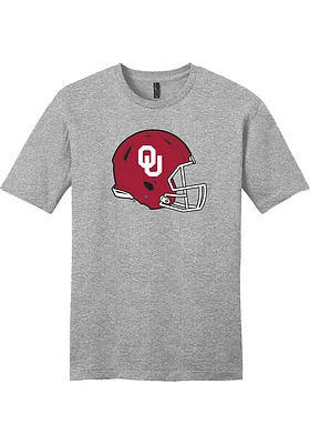 Oklahoma Sooners Grey Football Helmet Short Sleeve Fashion T Shirt