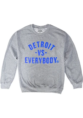 Detroit Mens Grey Vs Everybody Long Sleeve Crew Sweatshirt