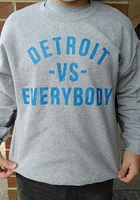 Detroit Mens Grey Vs Everybody Long Sleeve Crew Sweatshirt
