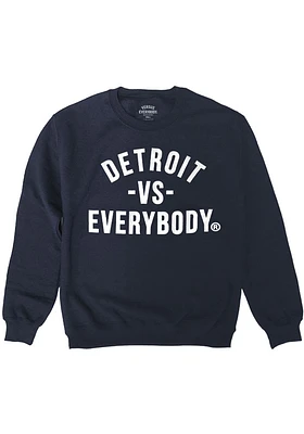 Detroit Mens Navy Blue Vs Everybody Long Sleeve Crew Sweatshirt