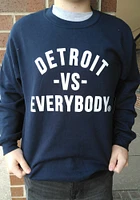 Detroit Mens Navy Blue Vs Everybody Long Sleeve Crew Sweatshirt