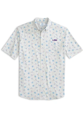 LSU Tigers Mens Grey Intercoastal Short Sleeve Dress Shirt