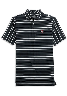 Ohio State Buckeyes Mens Black Desmond Stripe Short Sleeve Polo