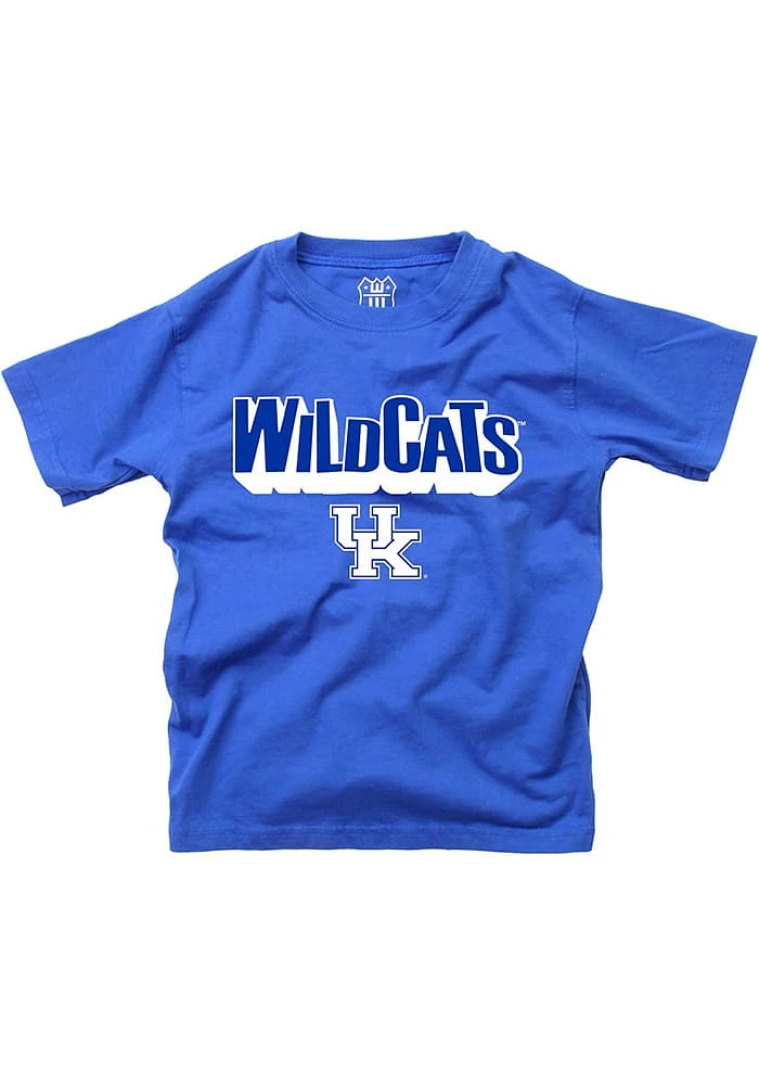 Wes and Willy Kentucky Wildcats Boys Blue 70s Retro Short Sleeve T-Shirt