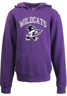 Wes and Willy K-State Wildcats Boys Purple Vintage Arch Mascot Long Sleeve Hooded Sweatshirt