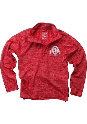 Wes and Willy Ohio State Buckeyes Toddler Red Cloudy Yarn Primary Long Sleeve Qtr Zip