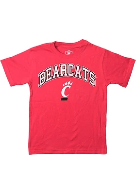 Wes and Willy Cincinnati Bearcats Boys Red Jersey Vintage Arch Mascot Short Sleeve T-Shirt