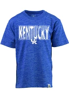 Wes and Willy Kentucky Wildcats Boys Blue Cloudy Yarn Block Name Short Sleeve Fashion Tee