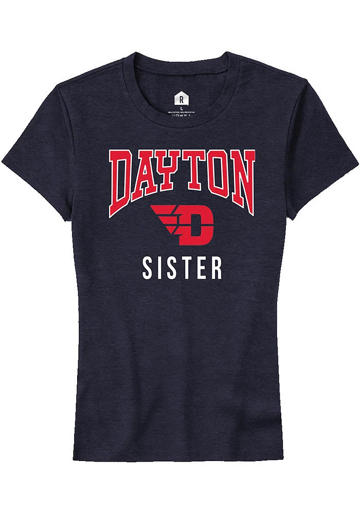 Rally Dayton Flyers Womens Navy Blue Sister Short Sleeve T-Shirt