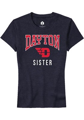 Rally Dayton Flyers Womens Navy Blue Sister Short Sleeve T-Shirt