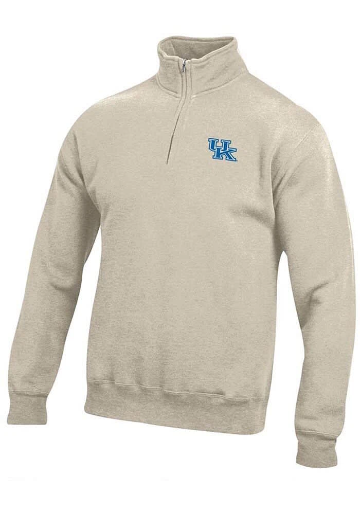 Gear for Sports Kentucky Wildcats Mens Oatmeal Big Cotton Long Sleeve Qtr Zip Pullover