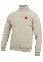 Gear for Sports Miami RedHawks Mens Oatmeal Big Cotton Long Sleeve Qtr Zip Pullover