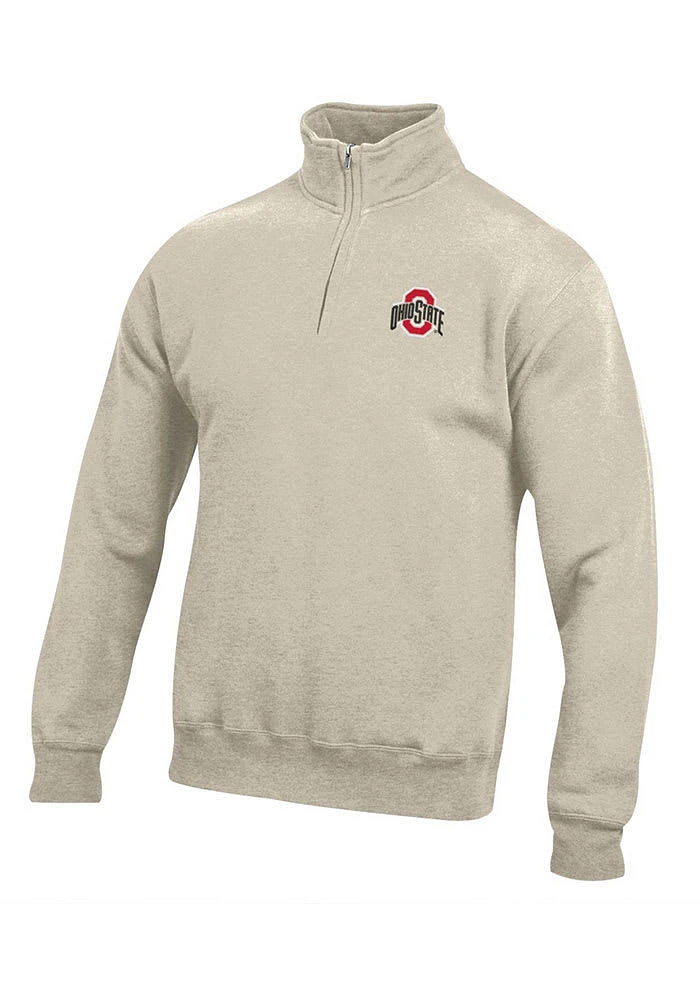 Gear for Sports Ohio State Buckeyes Mens Oatmeal Big Cotton Long Sleeve Qtr Zip Pullover